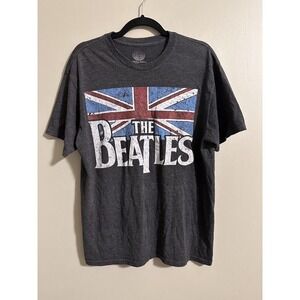 The Beatles Men's Size Large Grey‎ Gray Union Jack T-Shirt 2015 Band